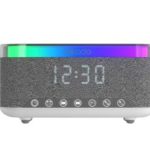 Mikado MD-W10 1200mAh 10W Gri BT, USB, Kablosuz Şarjlı RGB-Alarmlı Saat Speaker