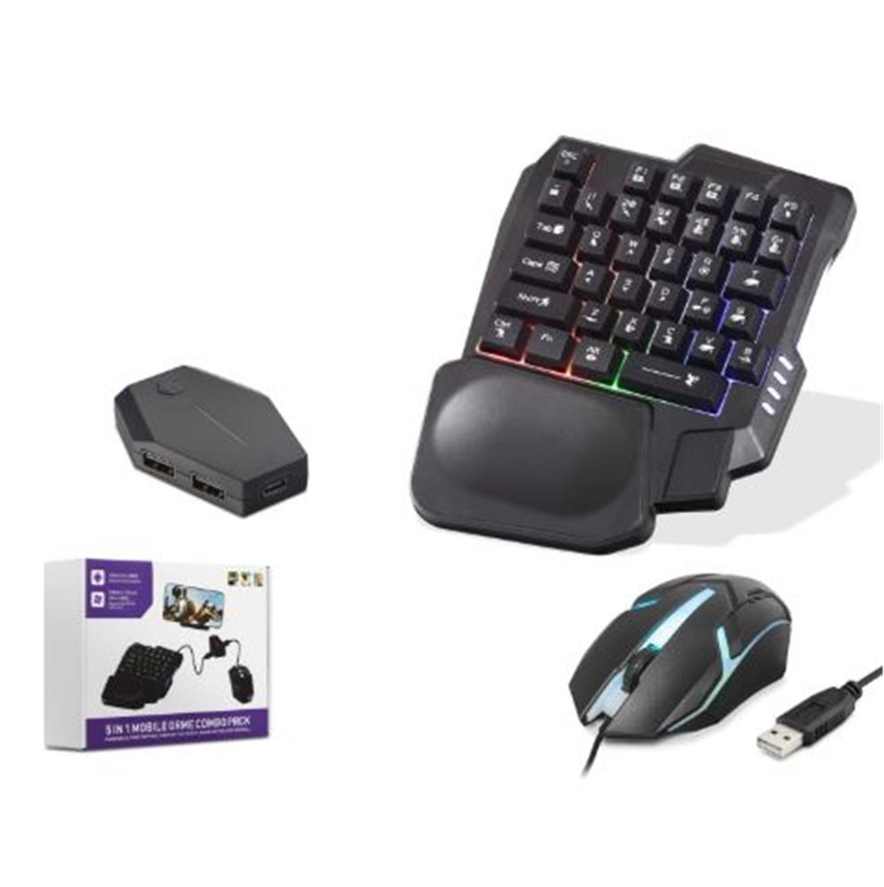 121284-1 Nodar Nd762 Mobil Oyun Klavye Mouse Dönüştürücü Seti Rgb Siyah - Görsel 1