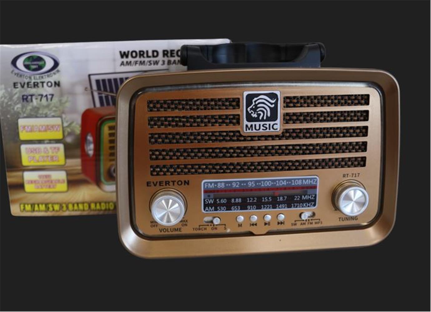 121375-1 Everton Rt-717 Bluetooth-usb-sd-aux-tf Nostaljik Radyo - Görsel 1