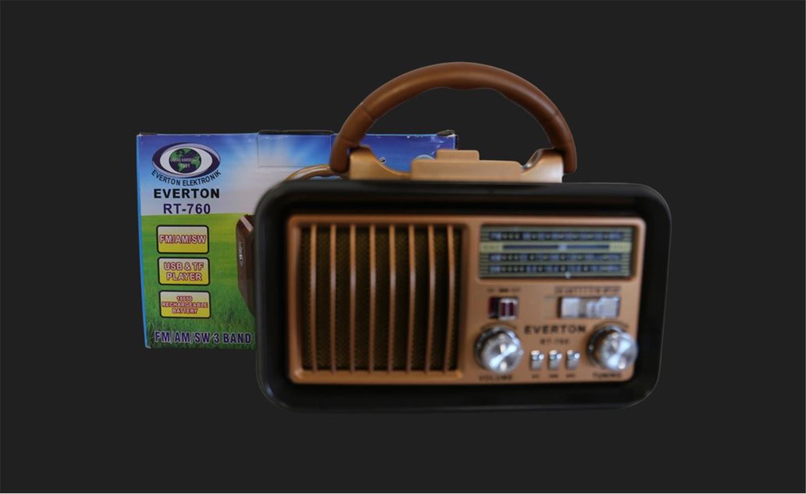 121377-1 Everton Rt-760 Bluetooth-usb-sd-aux-tf Nostaljik Radyo - Görsel 1