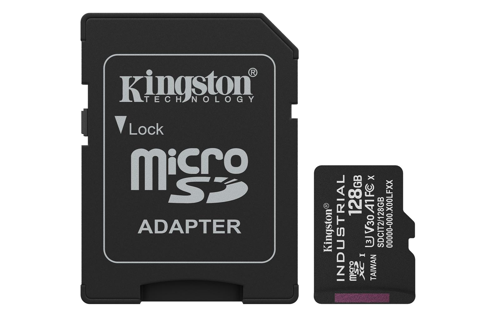 121423-1 Kingston Sdcıt2-128gb 128gb Microsdxc Industrial C10 A1 Pslc Card + Sd Adapter Hafıza Kartı - Görsel 1