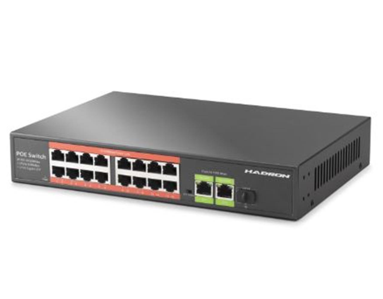 121549-1 Hadron Hdx1442 Aı Poe Switch 16 Port 2 Uplink 1 Sfp Gigabit 210w Siyah - Görsel 1