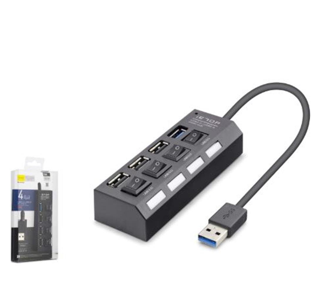 121564-1 İetop U3202 Usb 3.0 Anahtarlı Hub 4 Port 5 Gbps Siyah - Görsel 1