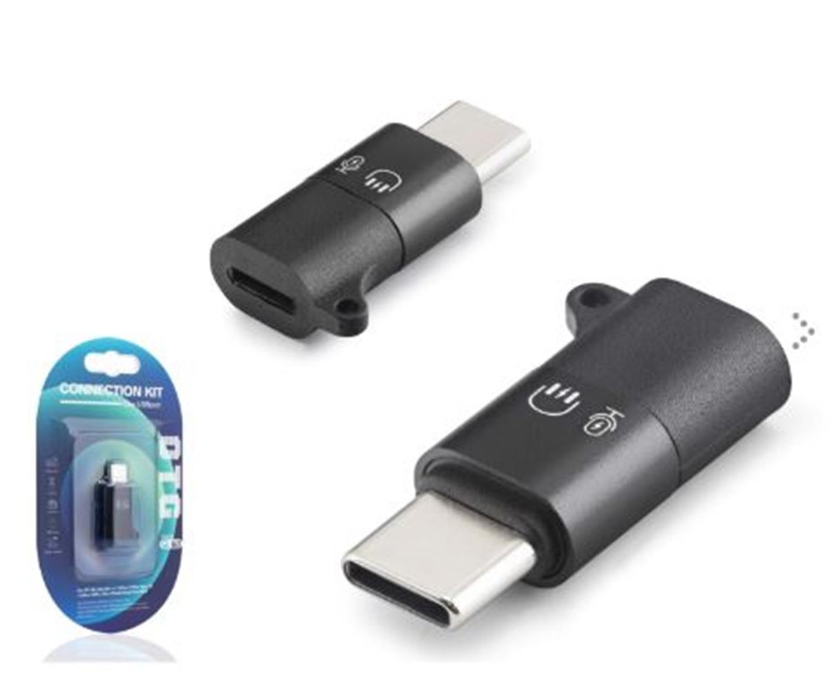 121630-1 Hadron Hdx1085 Type-c Lightning Kulaklık Mikrofon Ses Adaptörü Siyah - Görsel 1