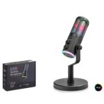 HADRON SU8 Gaming RGB Masaüstü Mikrofon DSP Gürültü Önleme Echo Type-C Siyah
