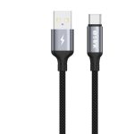 S-link Armor UC-01 12W 1.2m USB to Type-C PD Örgülü Metal Başlıklı Siyah Hızlı Şarj Kablosu