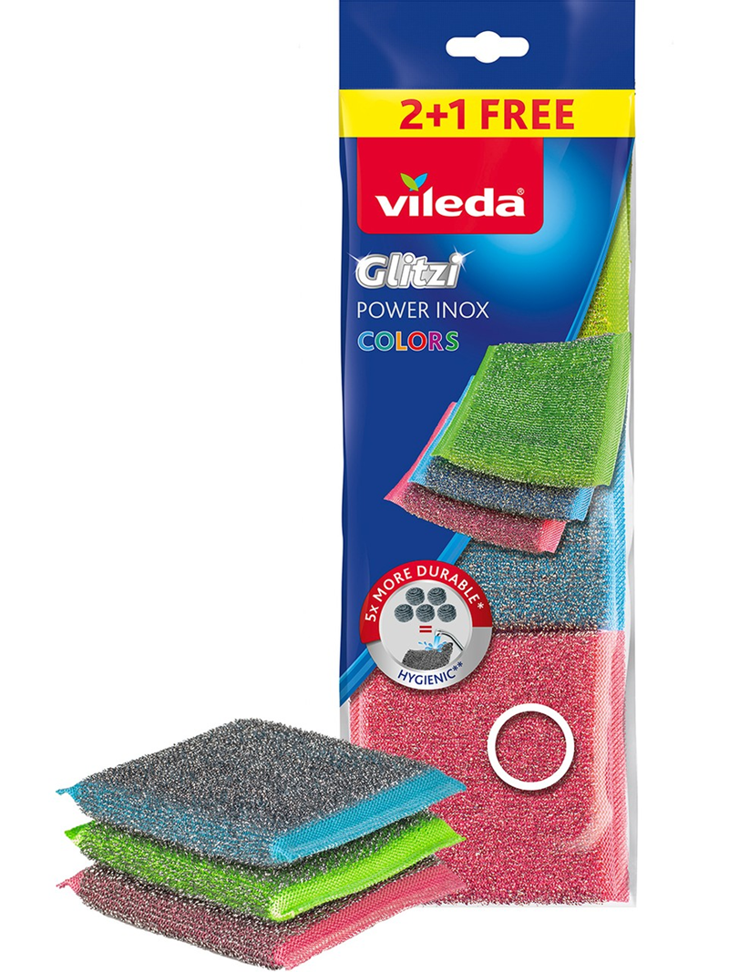 152745 Vileda Sünger Pad Çelik Power Colors 3 Lü 174725 - Görsel 1