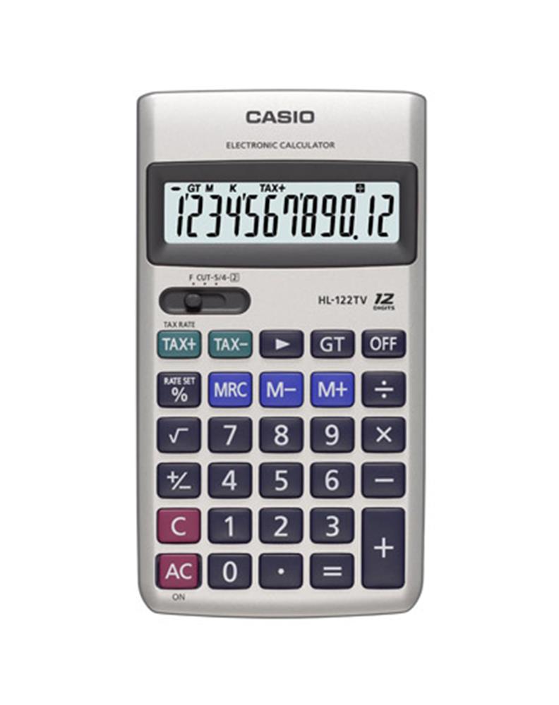 174-1 Casio Hl-122tv 12 Hane Cep Tipi Hesap Makinesi - Görsel 1