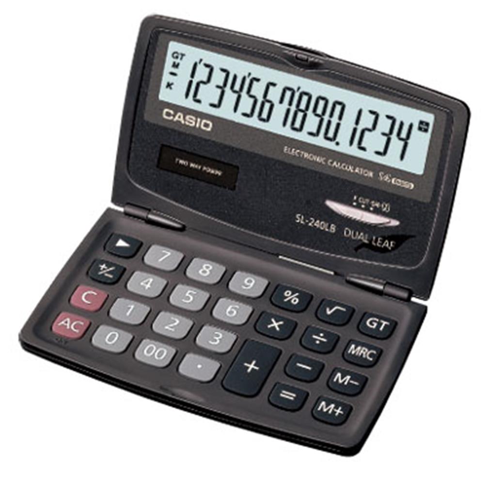 187-1 Casio Sl-240lb 14 Hane Cep Tipi Kapaklı Hesap Makinesi - Görsel 1