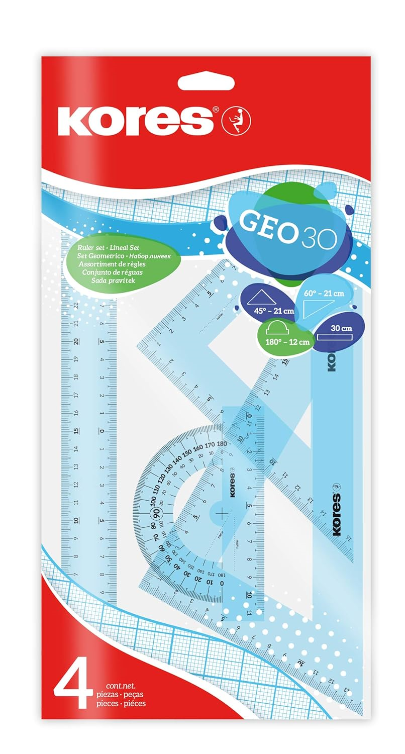 202390 Kores Cetvel Seti 30cm Şeffaf 4lü 1 Ad Ps 42104 - Görsel 1