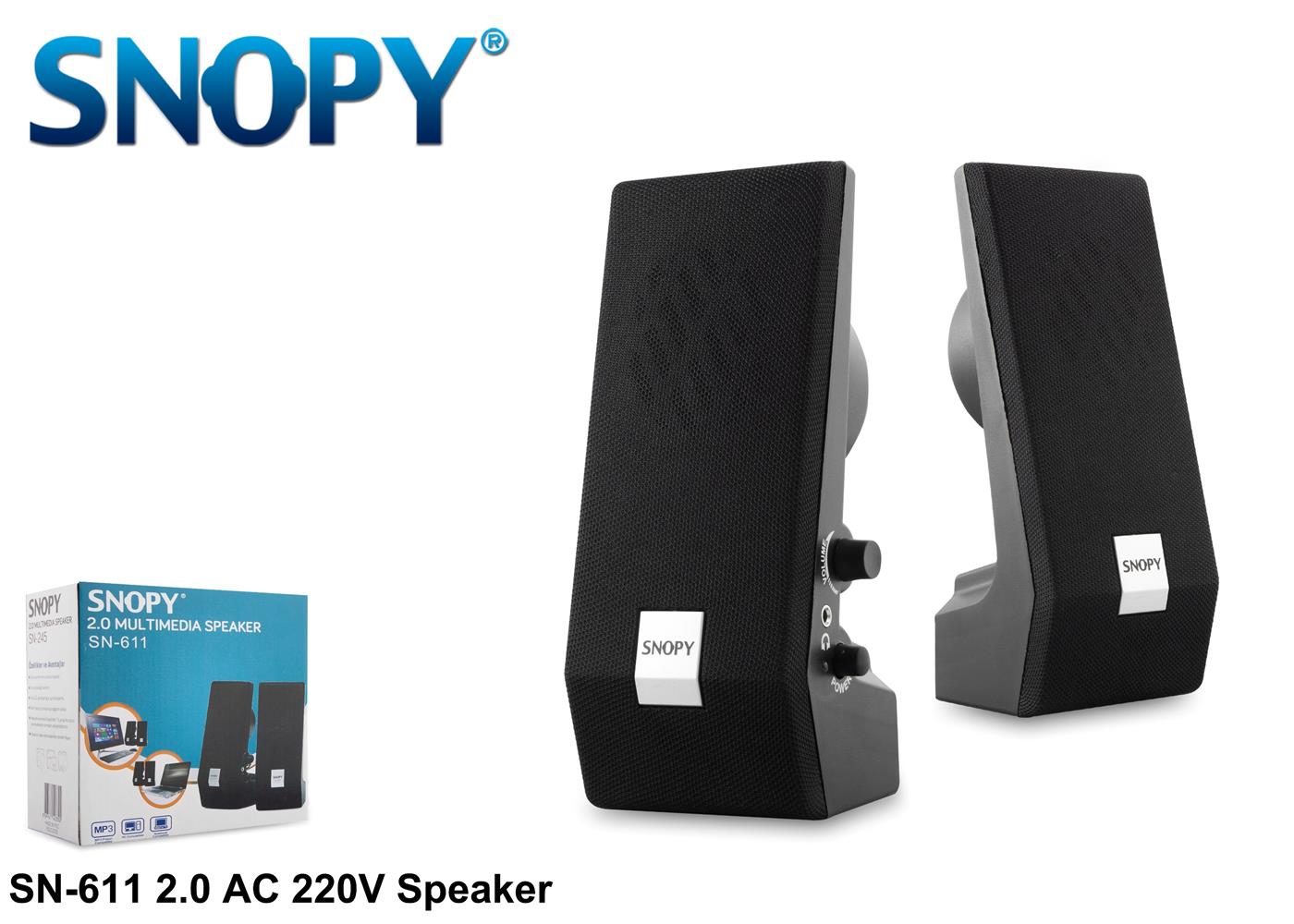 20242-1 Snopy Sn-611 2.0 3w-2 Speaker ( Usb, 3.5mm Jack) Ac 220v - Görsel 1