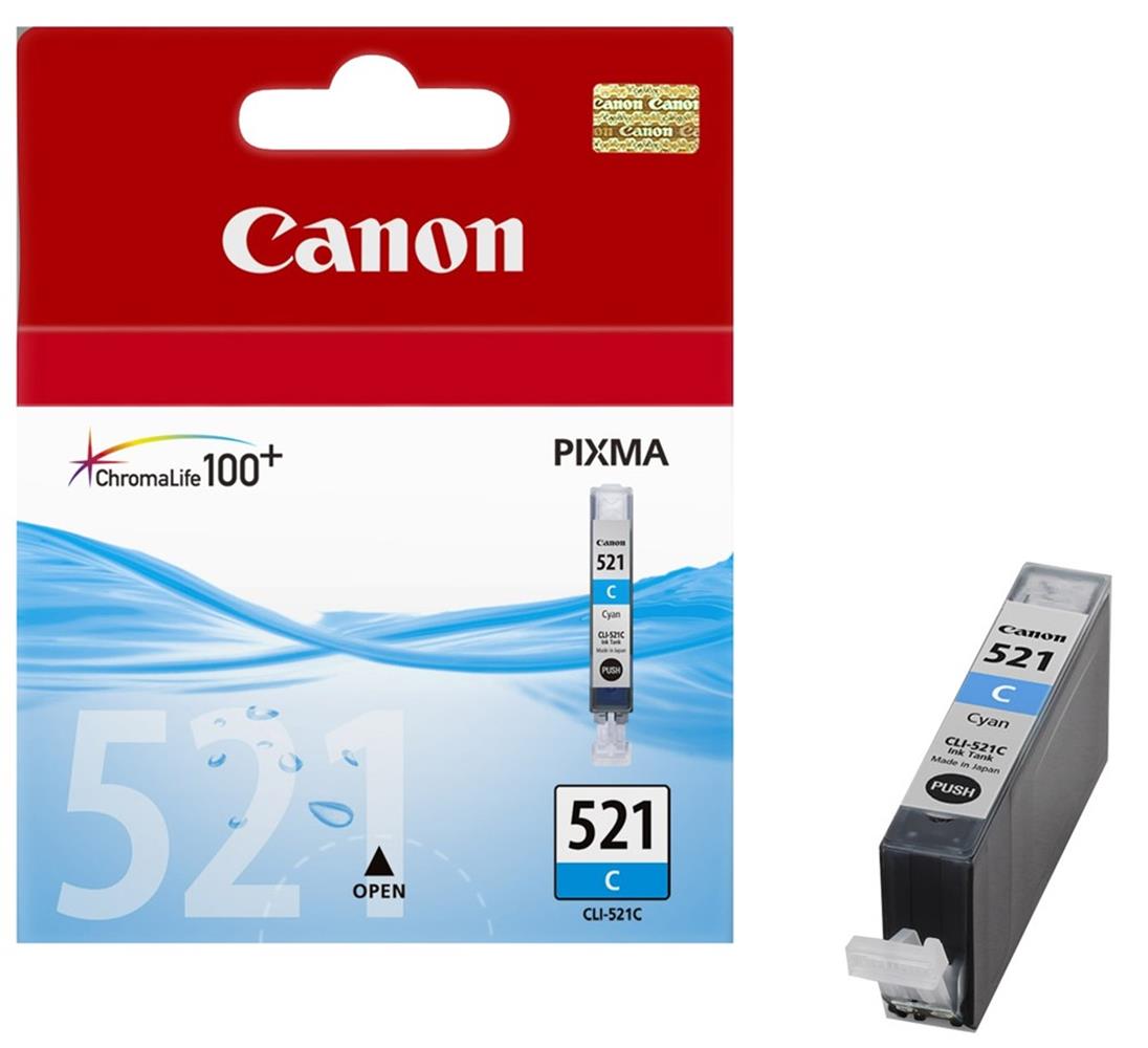 25097 Canon Clı-521c Cyan Mavi Mürekkep Kartuş Mp260-540-550-560-620-630 Mx860-870 - Görsel 1