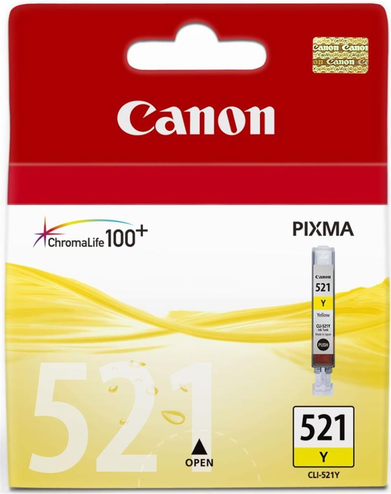 25099 Canon Clı-521y Yellow Sarı Mürekkep Kartuş Mp260-540-550-560-620-630 Mx860-870 - Görsel 1