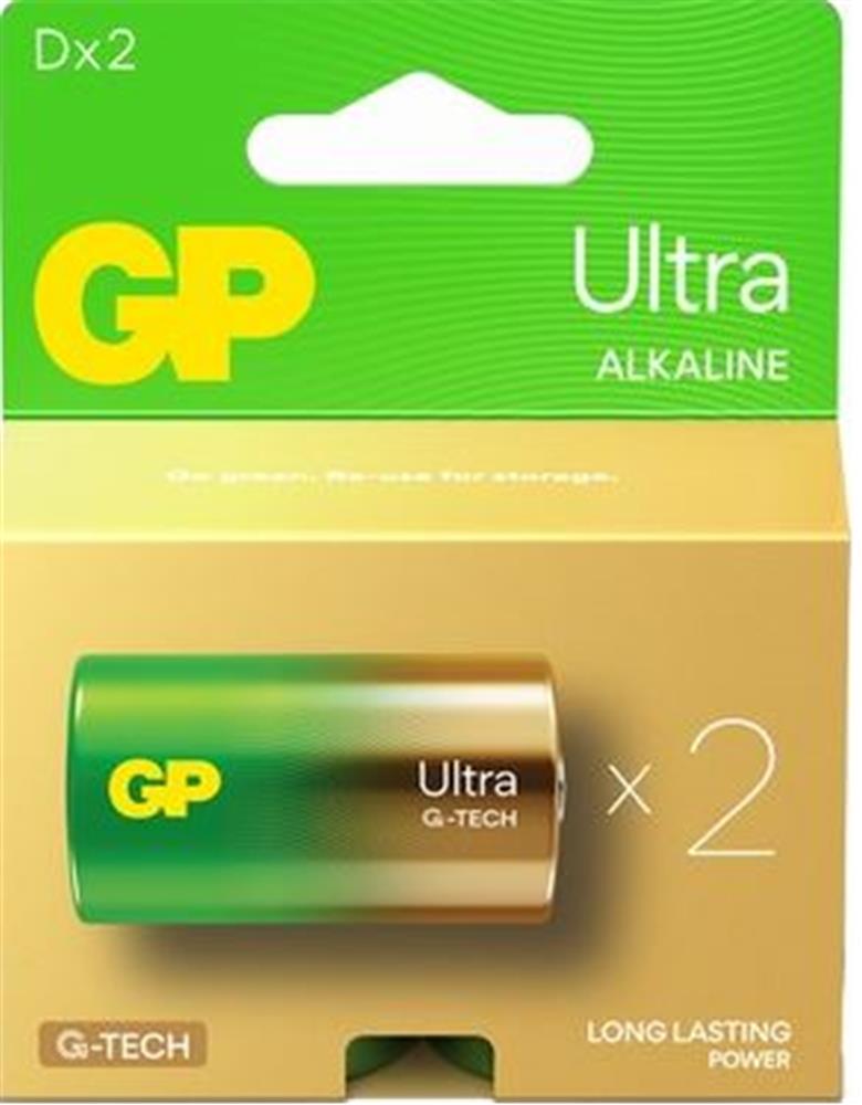 30417-1 Gp G-tech Lr20 Büyük Boy Ultra Alkalin Pil 2'li Paket Gp13au-u2 D Boy - Görsel 1