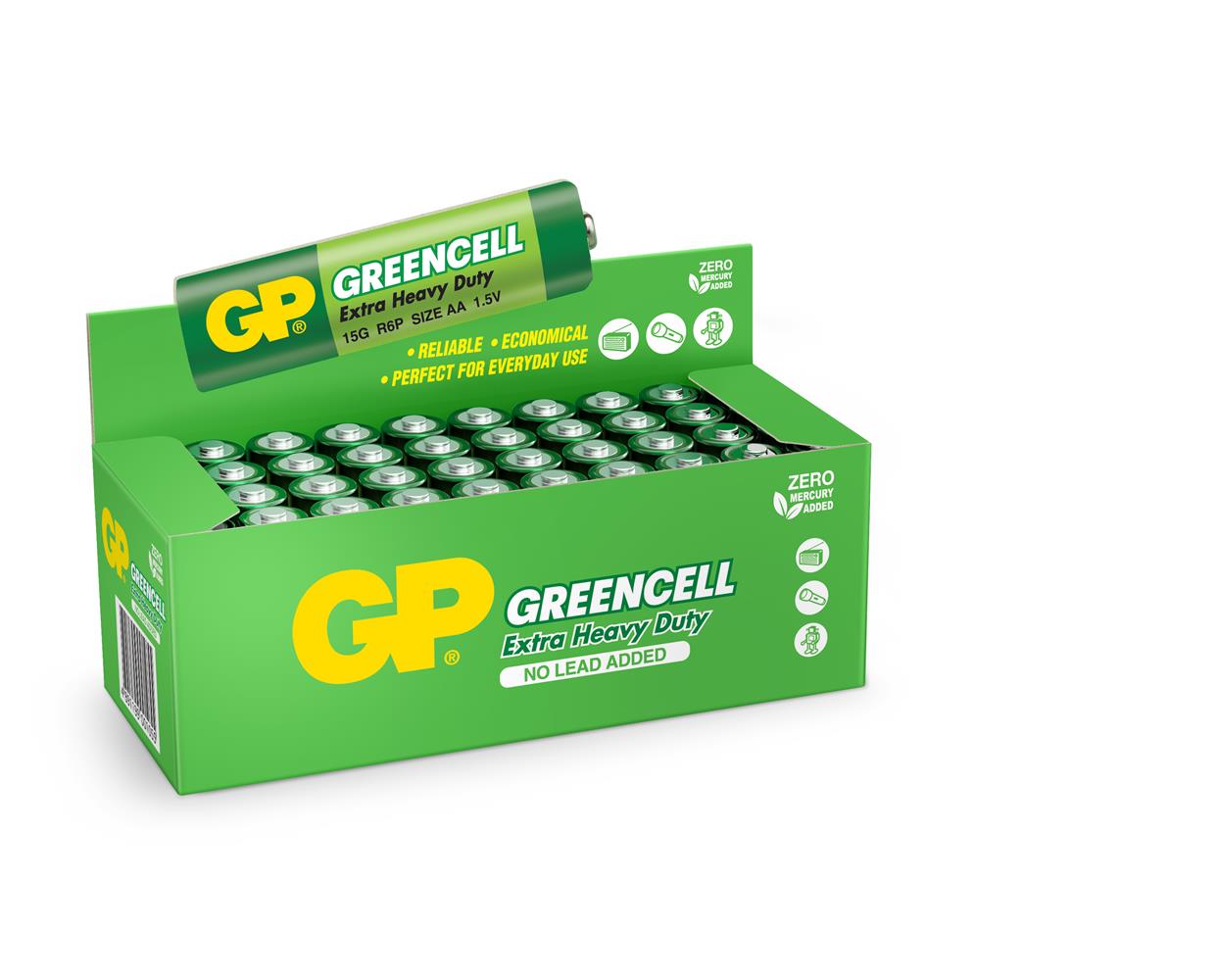 30421-1 Gp Greencell R6 Aa Boy Çinko Kalem Pil 40'lı Paket Gp15g-2s4 - Görsel 1