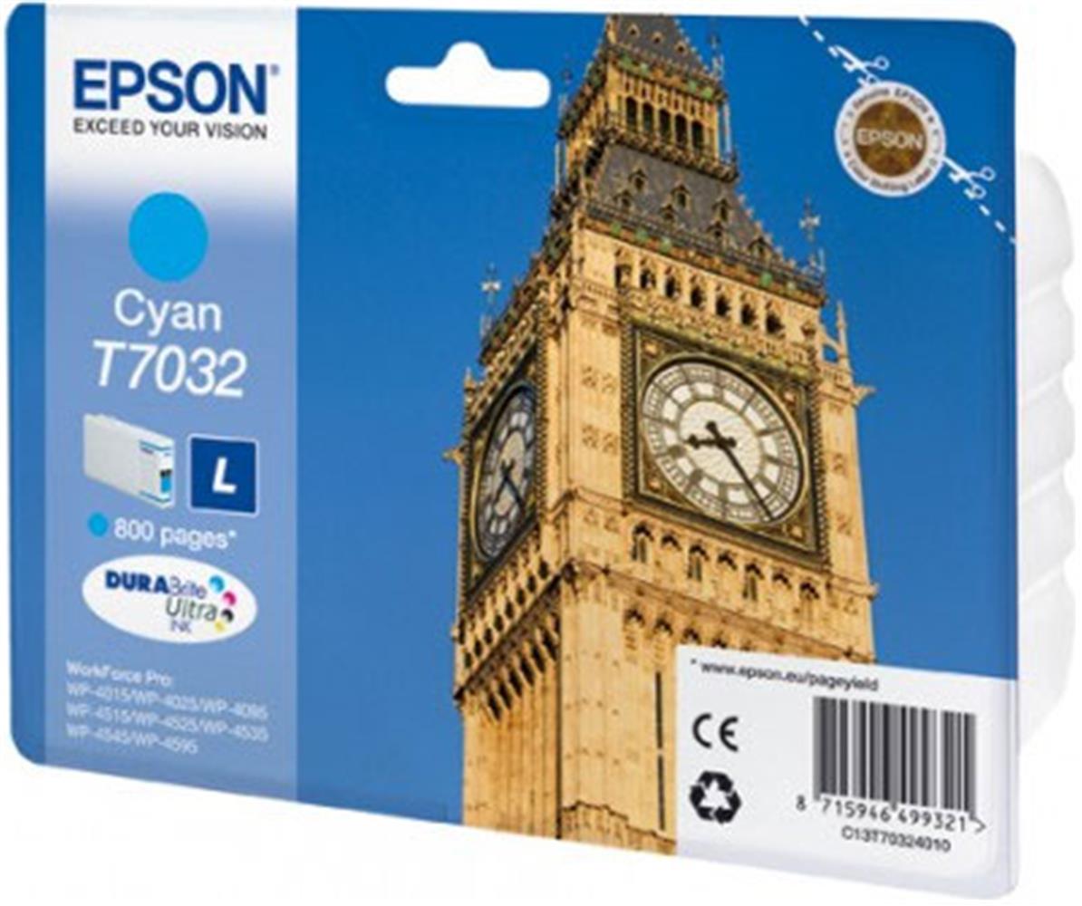 39602 Epson T7032 Cyan Mavi 800 Sayfa Mürekkep Kartuş T70324010 - Görsel 1