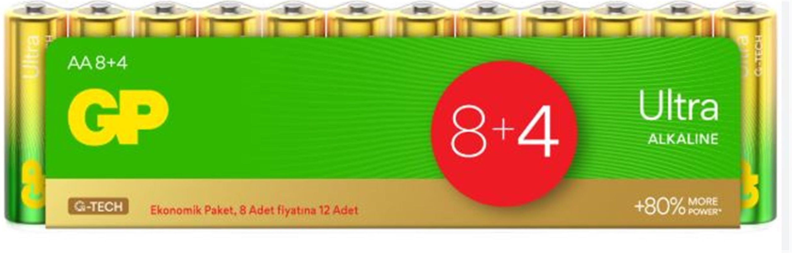 42520-1 Gp G-tech Lr6 Aa Boy Ultra Alkalin Kalem Pil 12'li Paket Gp15au-vs12 - Görsel 1