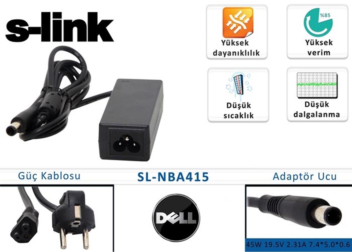 46290-1 S-link sl-nba415 45w 19.5v 2.31a 7.4-5.0-0.6 Dell Notebook Adaptörü - Görsel 1