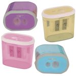 Bu-bu Kalemtıraş Şeffaf Dikdörtgen Çiftli Pastel Renk Bubu-kt0011