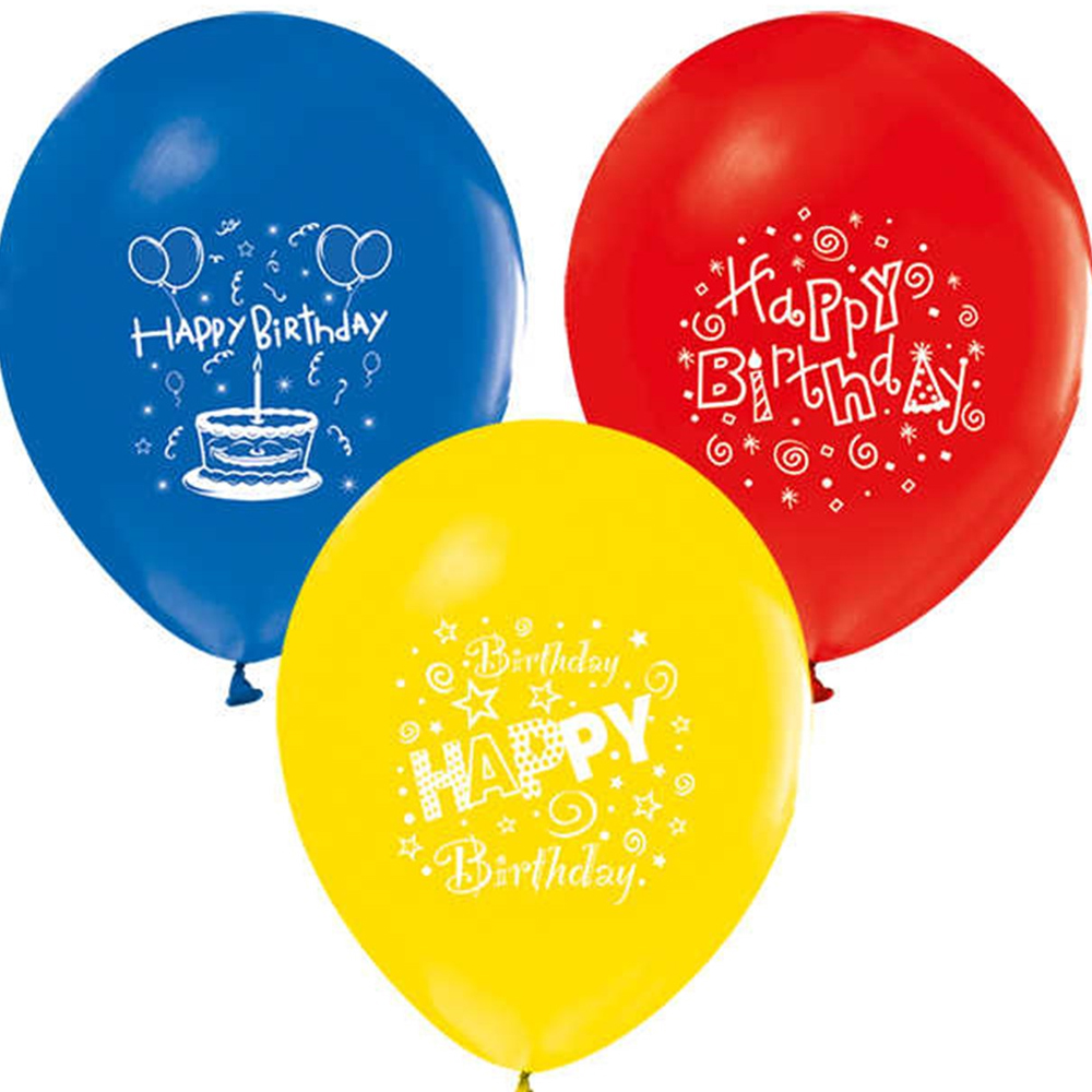 486903 Balonevi Balon 1+1 Happy Birthday Party Baskılı 12 İncpastel 100 Lü - Görsel 1