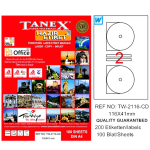 Tanex Cd Etiketi Laser-copy-ınkjet 100 Yp 116x41 Mm Tw-2116