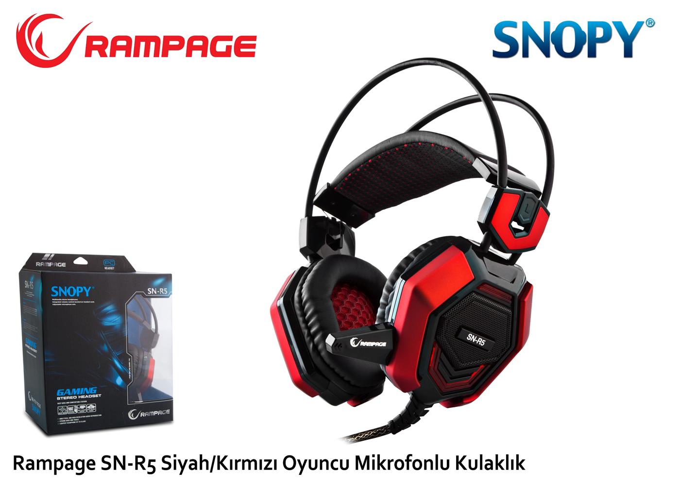 56531-1 Rampage Sn-r5 X-core Siyah-kırmızı Oyuncu Mikrofonlu Kulaklık Usb - Görsel 1