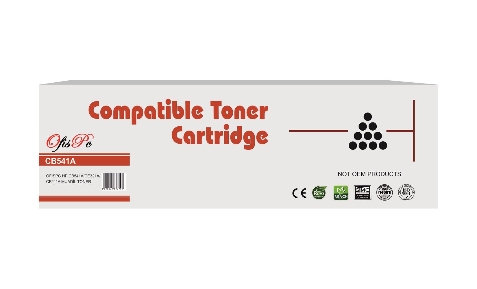 57332 OfisPc Hp CB541A-CE321A-CF211A Mavi Universal Çipli Muadil Toner - Görsel 1