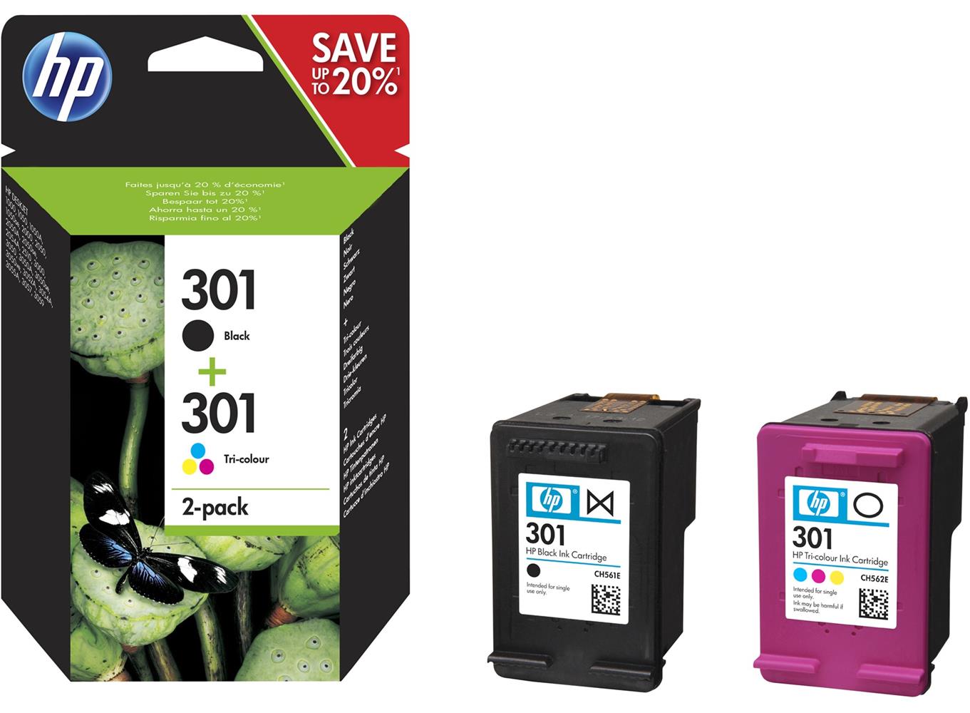 61011 Hp 301 Black-color Siyah-renkli Multi Paket N9j72ae - Görsel 1