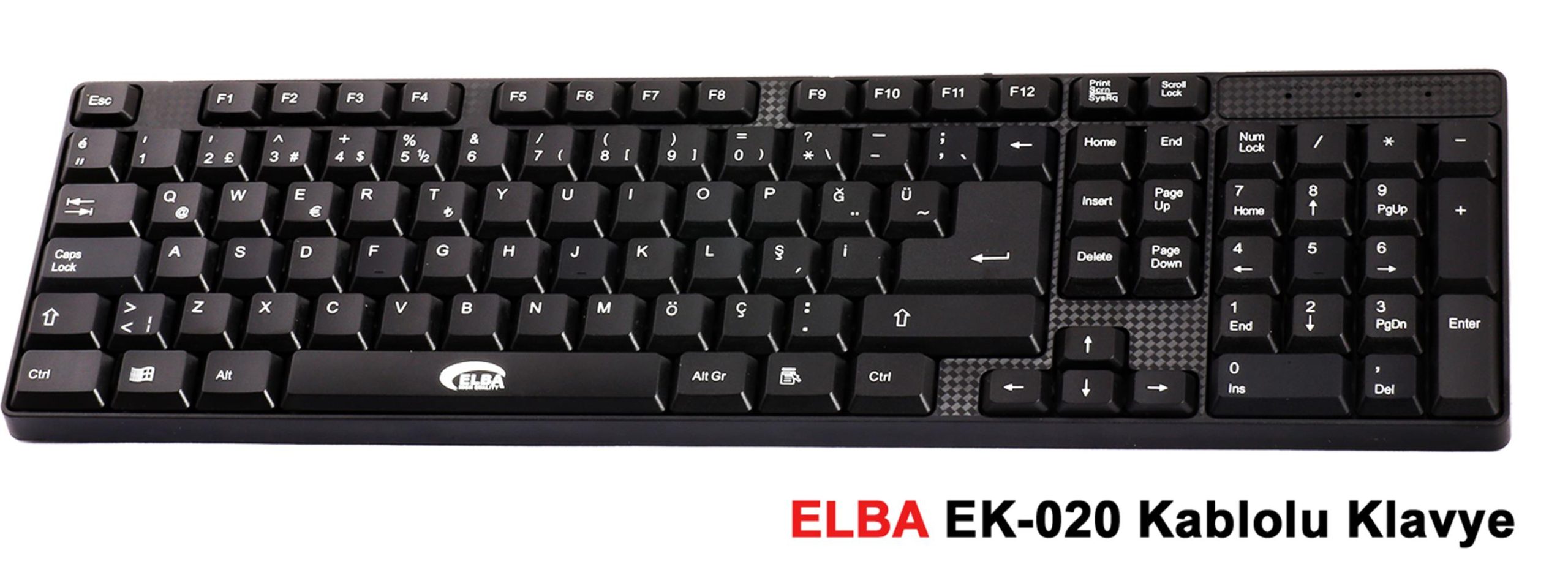 68529-1 Elba Ek-020 F Usb Siyah Türkçe Kablolu Standart Klavye (1.8mt Kablo Uzunluğu) - Görsel 1