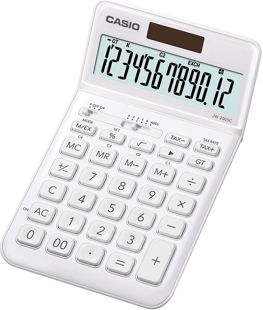 73270-1 Casio Jw-200sc-we 12 Hane Beyaz Masa Üstü Hesap Makinesi - Görsel 1