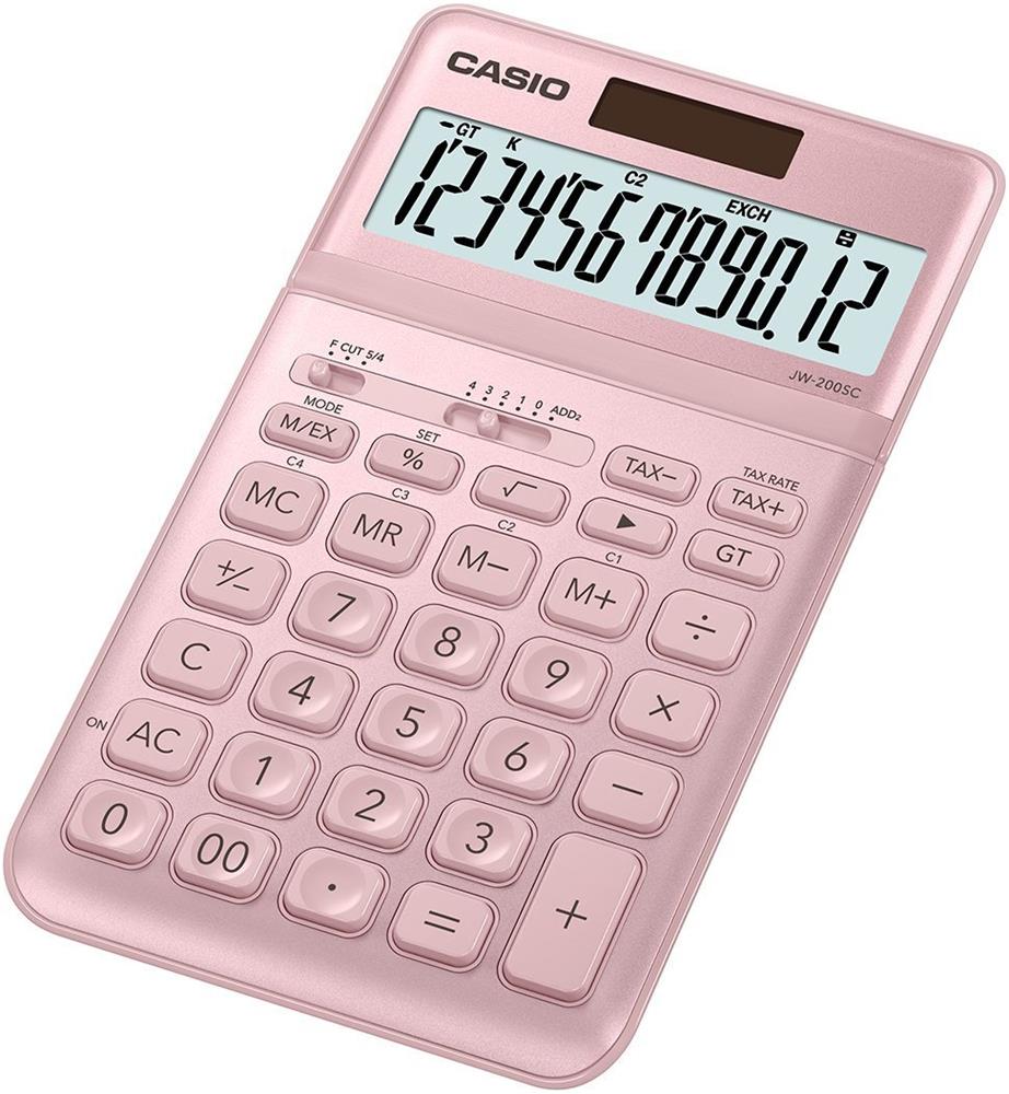 73271-1 Casio Jw-200sc-pk 12 Hane Pembe Masa Üstü Hesap Makinesi - Görsel 1