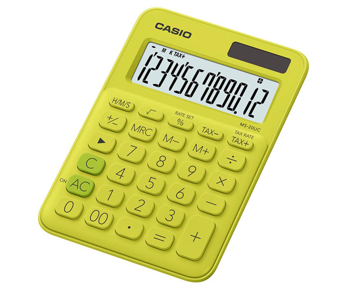 73313-1 Casio Ms-20uc-yg 12 Hane Sarı Masa Üstü Hesap Makinesi - Görsel 1