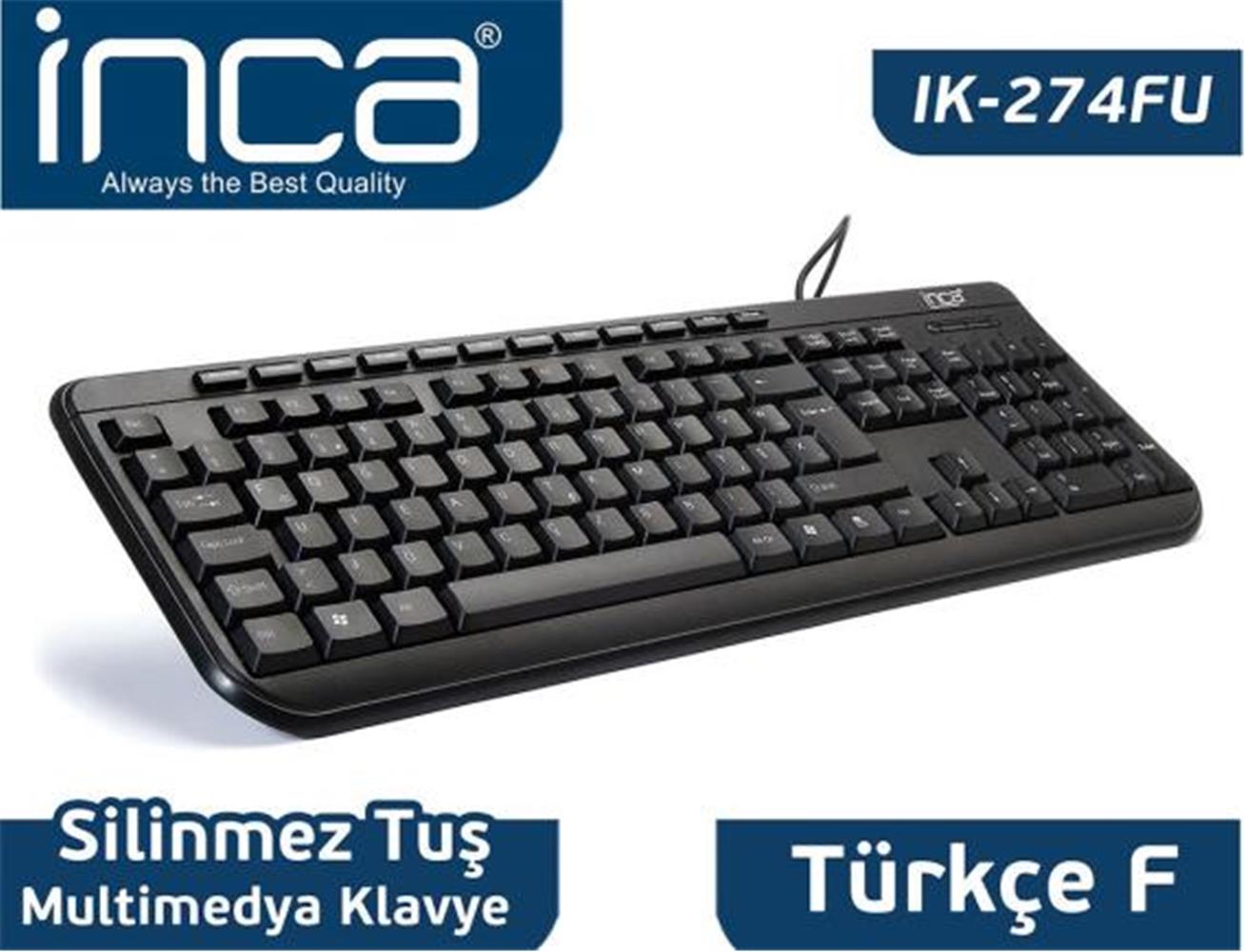 76702-1 Inca IK-274FU f-usb Multimedya Black Laser Prınt Klavye - Görsel 1