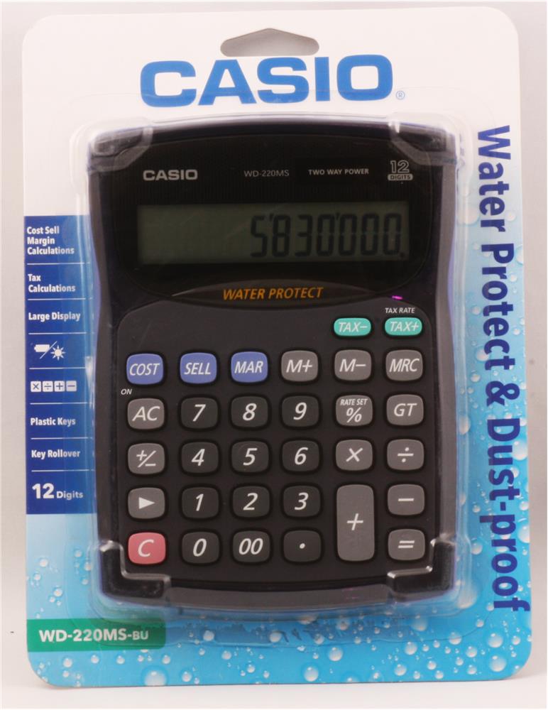 8072-1 Casio Wd-220ms-bu 12 Hane Suya-toza Dayanıklı Masa Üstü Hesap Makinesi - Görsel 1