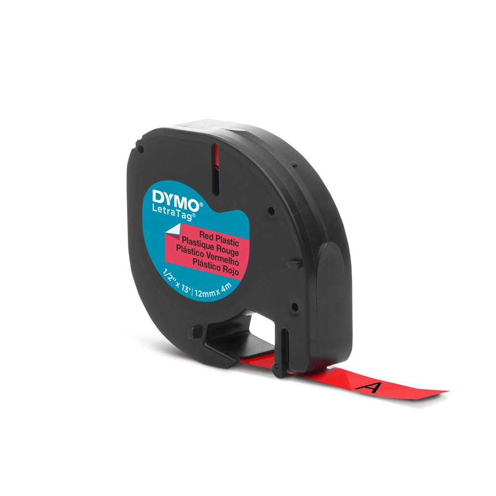 83893-1 Dymo S0721630 Letratag Plastik Şerit ( 12 Mm X 4 Mt ) , Kırmızı (59424) 91203 - Görsel 1