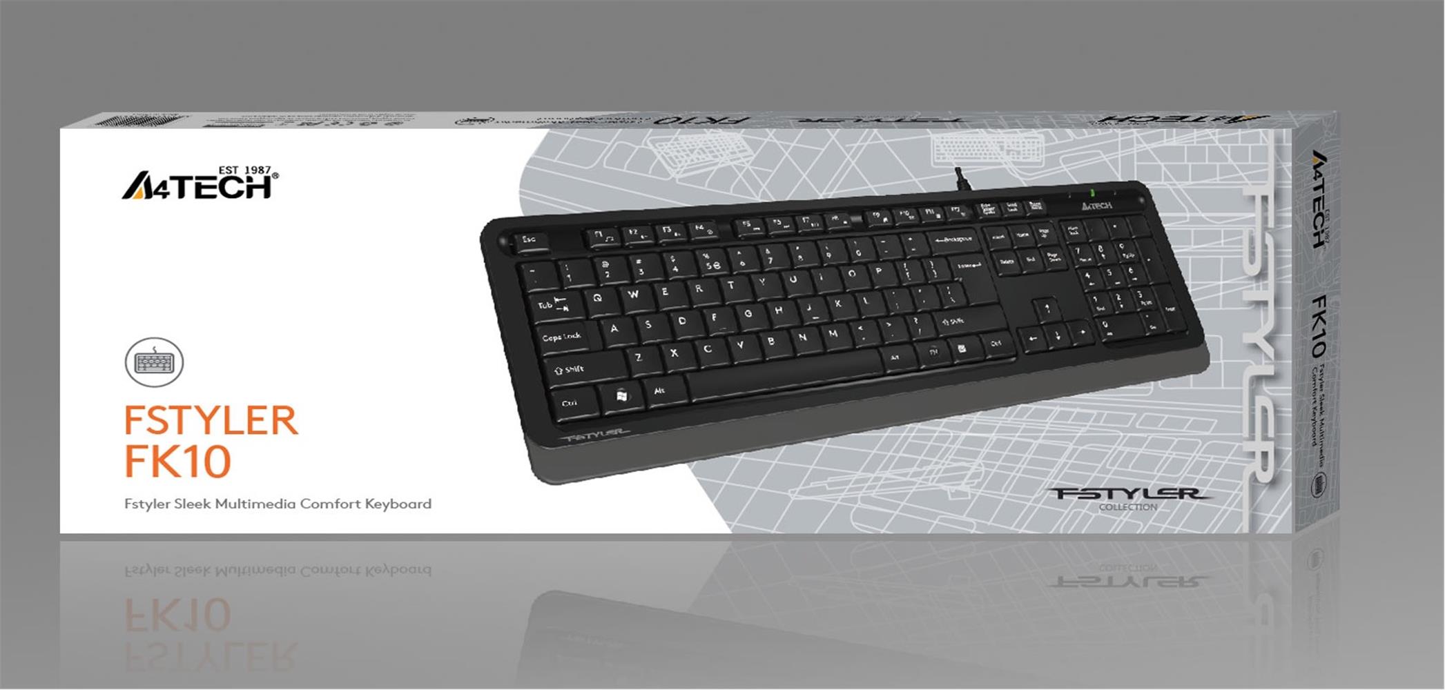 85425-1 A4 Tech Fk10 Q Usb Fsytyler Gri Tr Fn-multimedya Klavye - Görsel 1