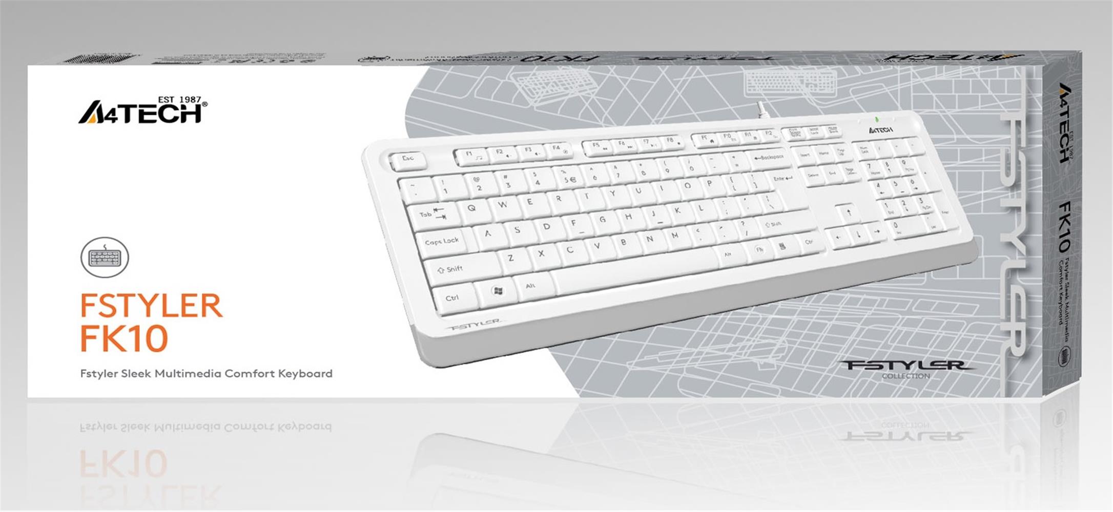 85428-1 A4 Tech Fk10 Q Usb Fsytyler Beyaz Tr Fn-Mmedya Klavye - Görsel 1