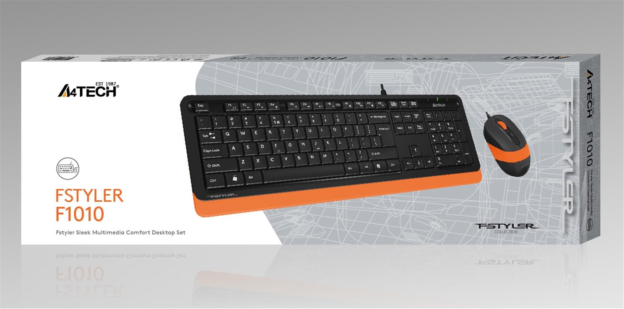 85431-1 A4 Tech F1010 Q Usb Turuncu Fn-mm Klv+optik Mouse Set - Görsel 1