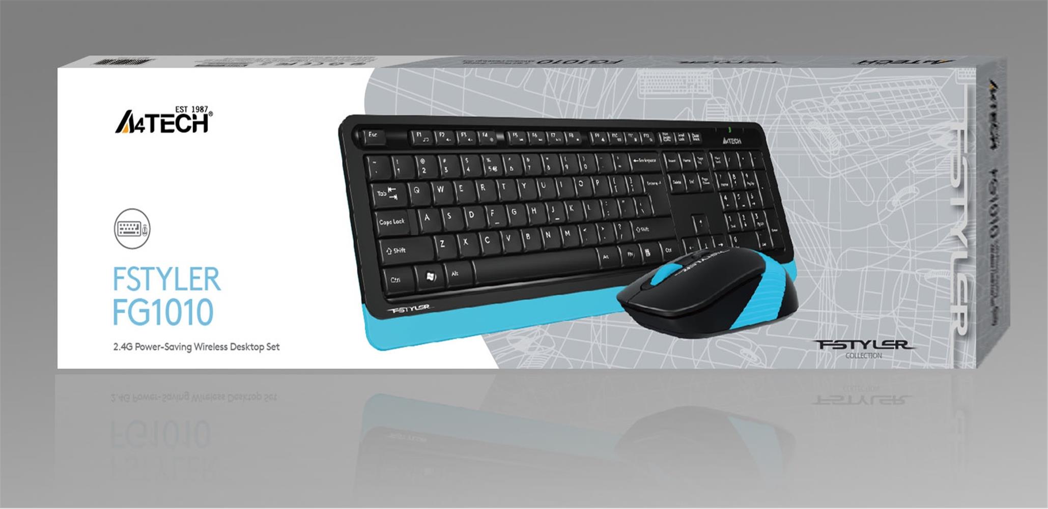 85446-1 A4 Tech Fg1010 2.4g Mavi Q Fn-mm Klv+optik Mouse Set - Görsel 1