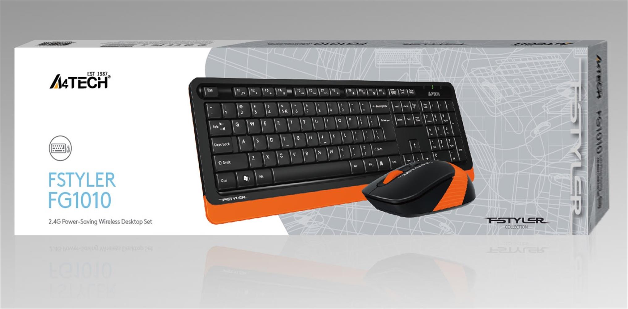 85447-1 A4 Tech Fg1010 2.4g Turuncu Q Fn-mm Klv+optik Mouse Set - Görsel 1