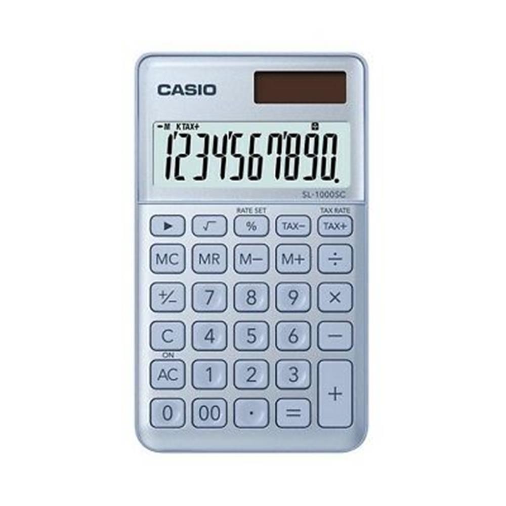 86924-1 Casio Sl-1000sc-bu Cep Tipi 10 Hane Mavi Hesap Makinesi - Görsel 1