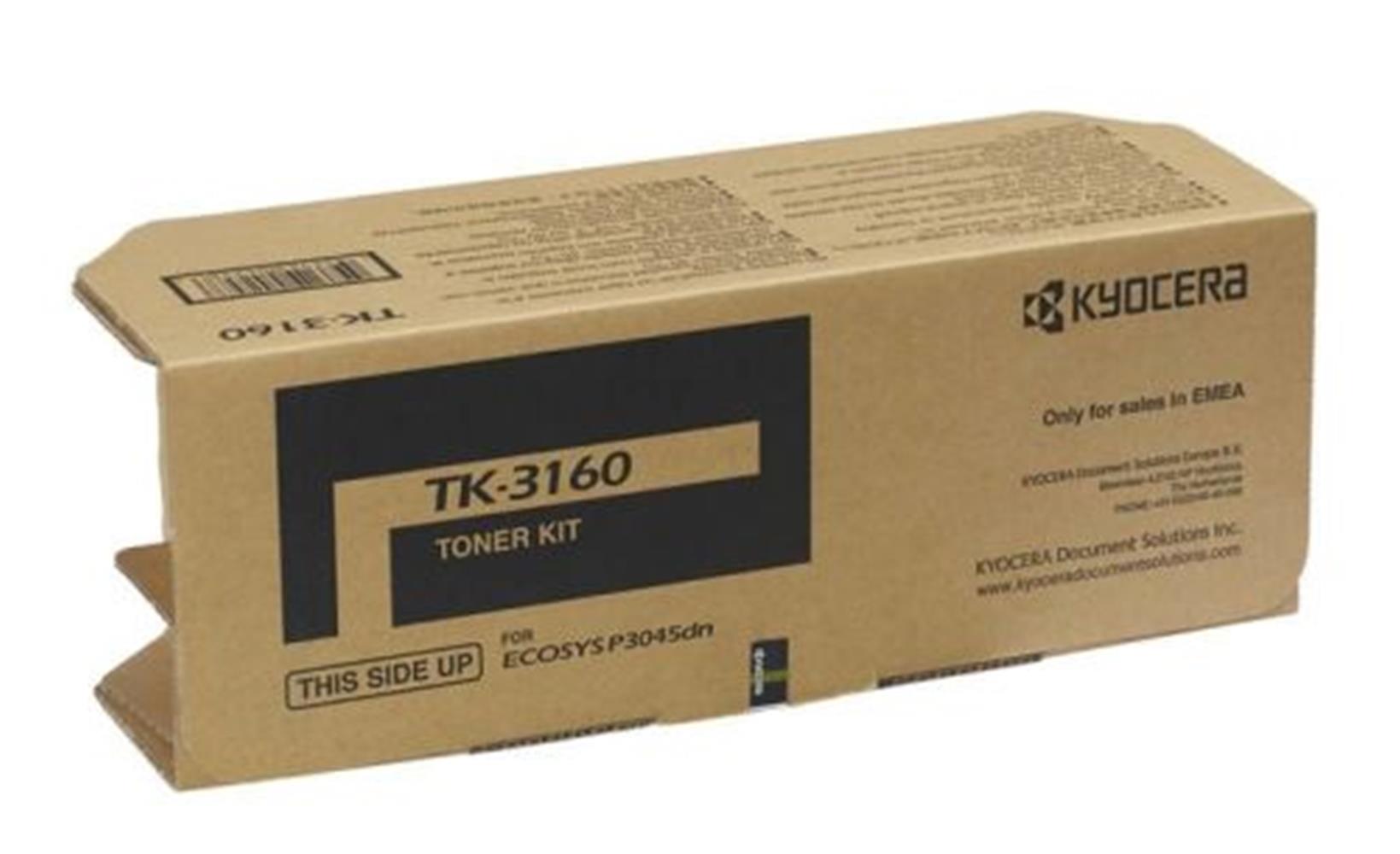 87745-1 Kyocera Tk-3160 Orjinal Fotokopi Toneri Ecosys M3145dn-3645dn P3045-3055-3060-3065 12.500 Sayfa - Görsel 1