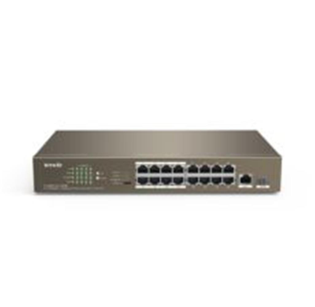 91341 Tenda TEF1118P-16-150W 16 Port Poe+ 10-100 Switch Çelik Kasa Rack Mount - Görsel 1