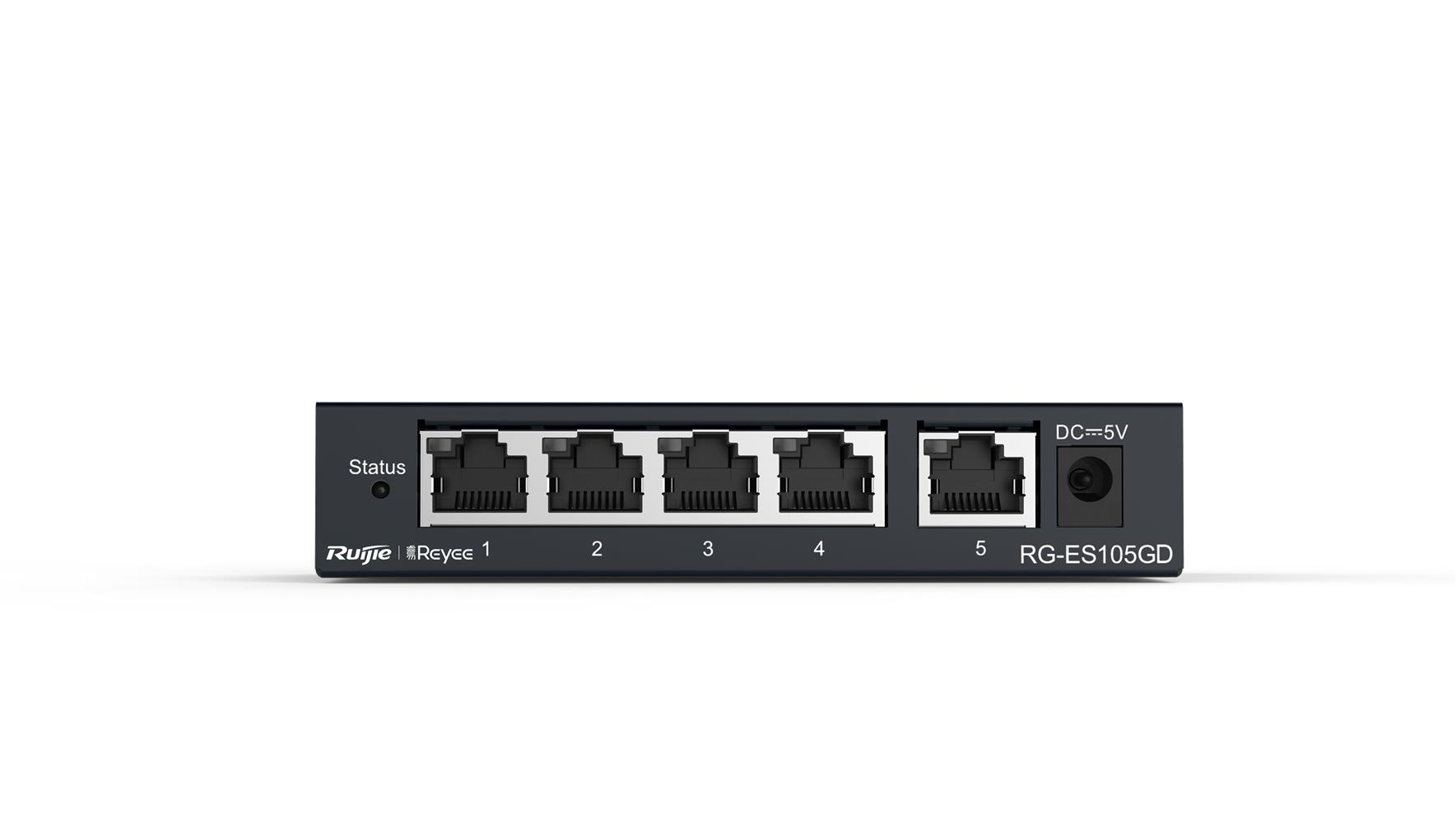 91409-1 Ruijie-Reyee RG-ES105GD 5 Port 10-100-1000 Mbps Gbit Yönetilemez Switch Çelik Kasa - Görsel 1