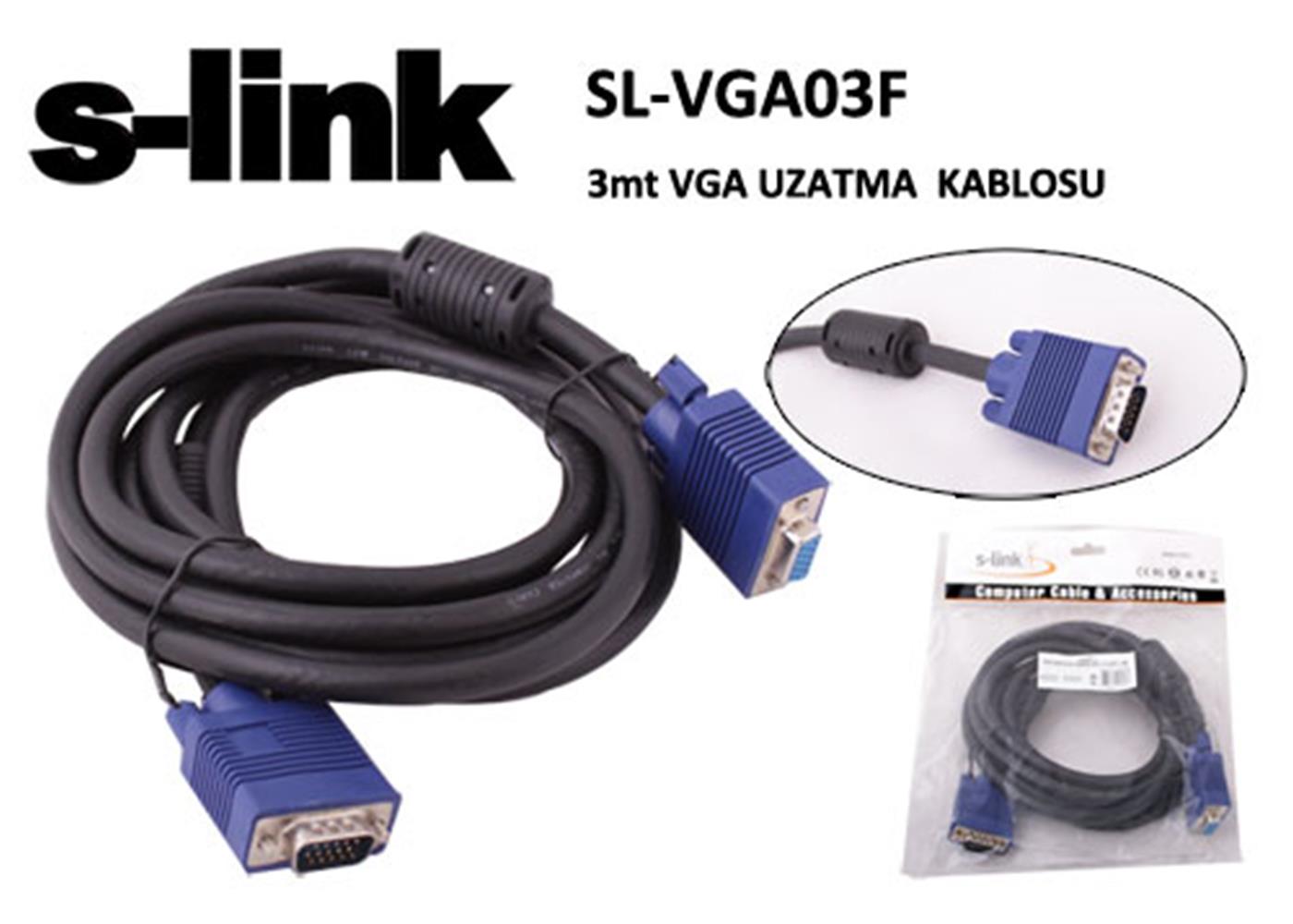 9215-1 S-link SL-VGA03F 3mt e-d Ekran Kartı Vga Uzatma - Görsel 1