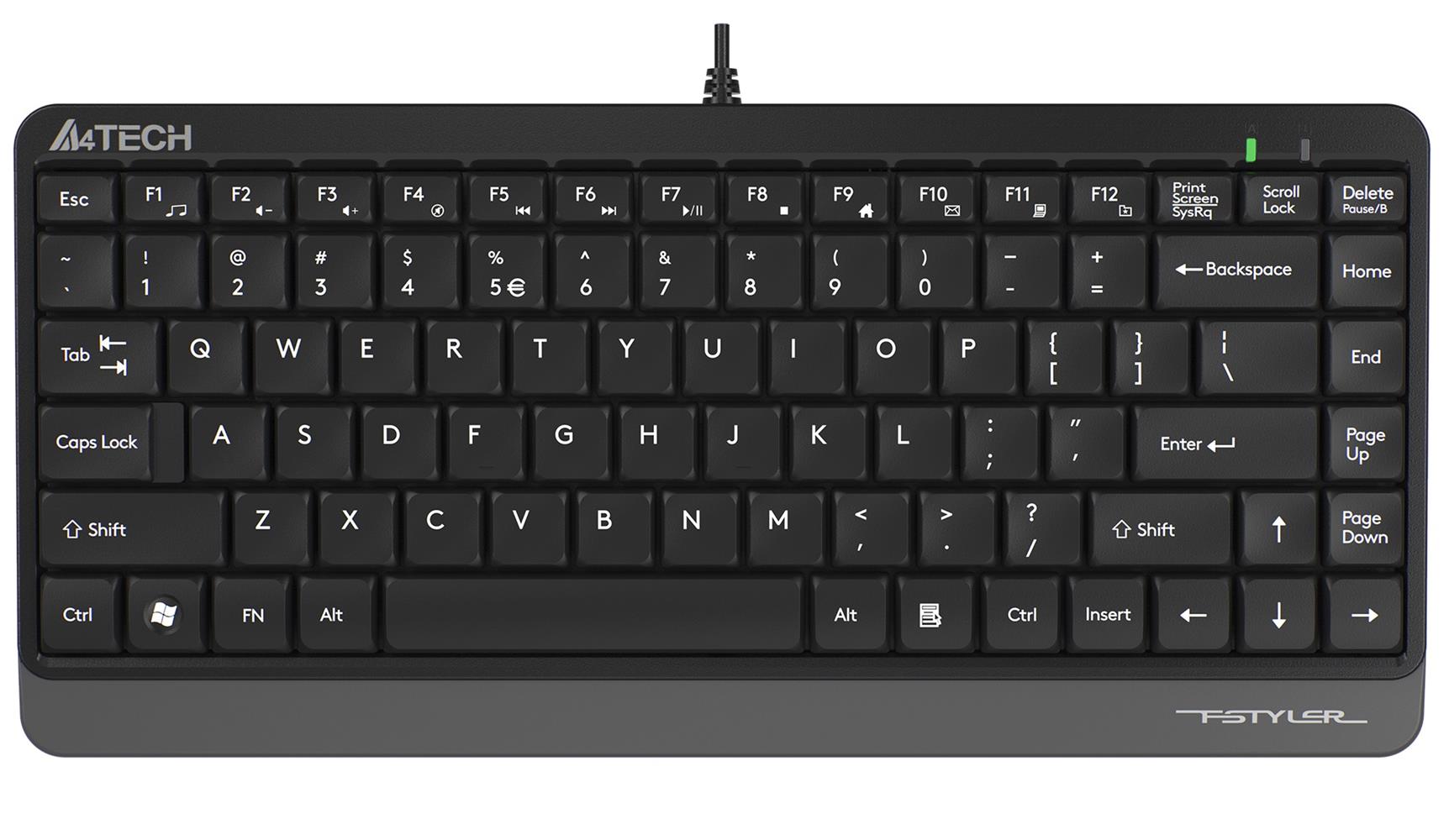 97119-1 A4 Tech Fk11 Q Usb Kablolu Mm Mini Gri Siyah Klavye - Görsel 1