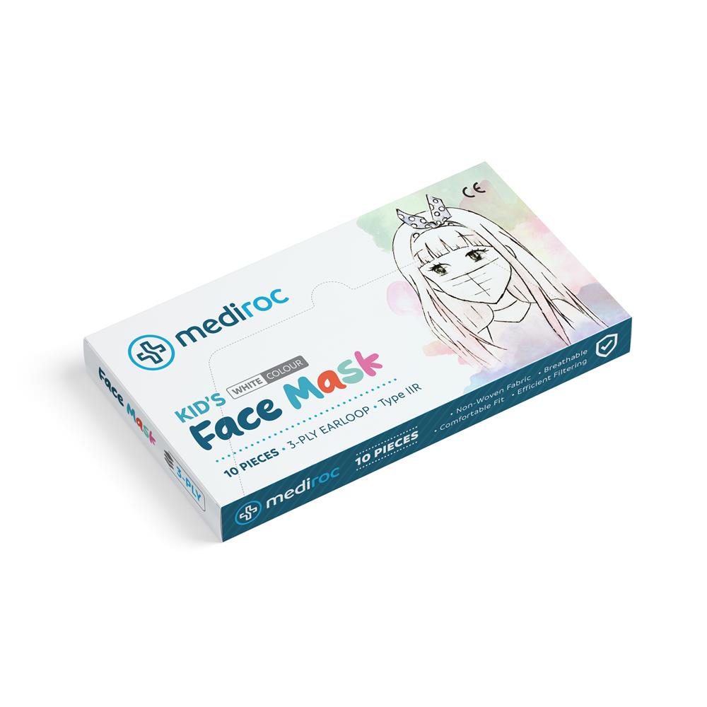 97628-1 Mediroc (wexta) (kız-erkek) Beyaz Stl3ply Melt Blown Koruyucu Çocuk Maskesi 10lu - Görsel 1