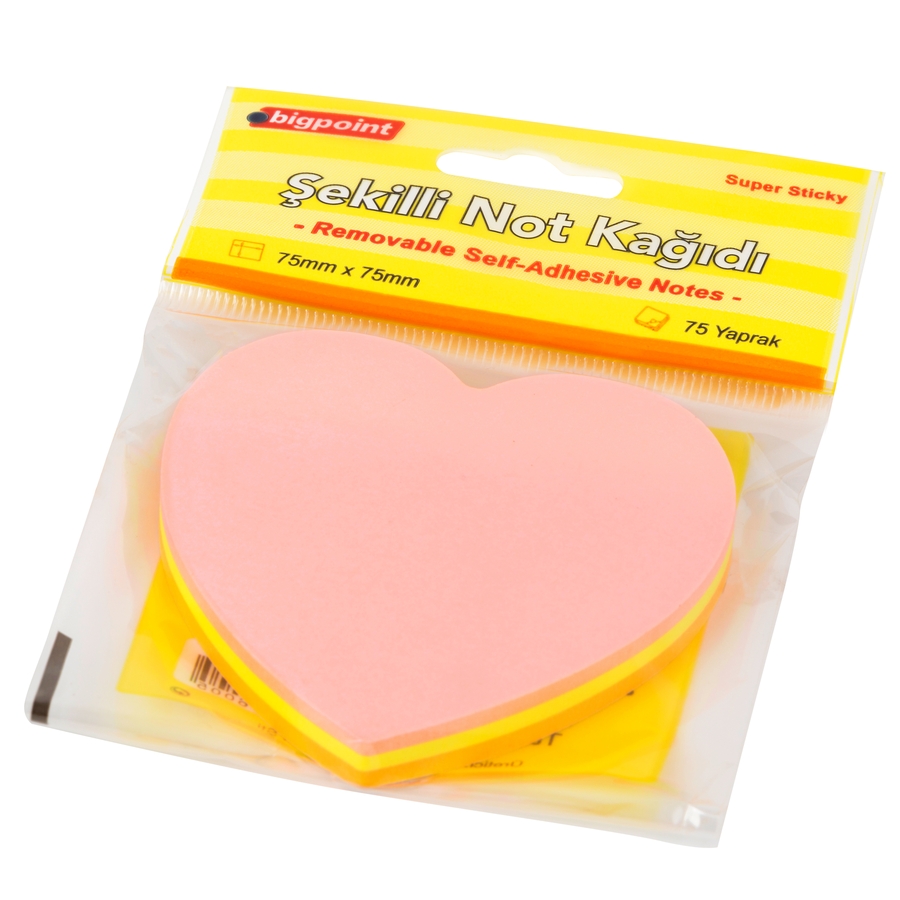BP817-01 Bigpoint Şekilli Not Kağıdı Kalp 75 Yaprak - Görsel 1