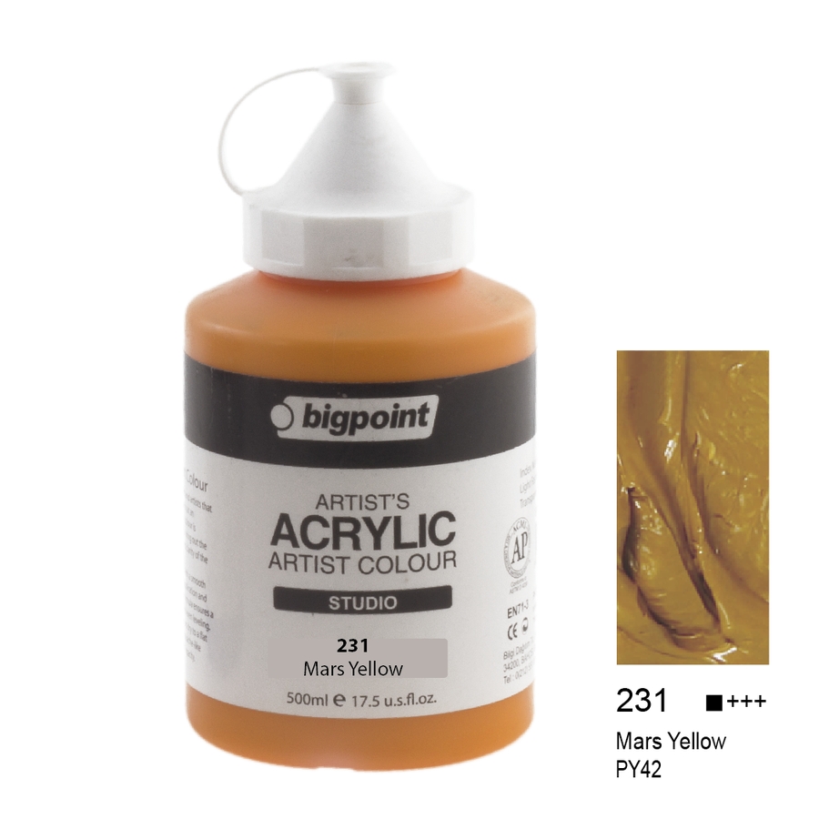BPPAS500A-231 Bigpoint Akrilik Boya 500 Ml Mars Yellow 231 - Görsel 1