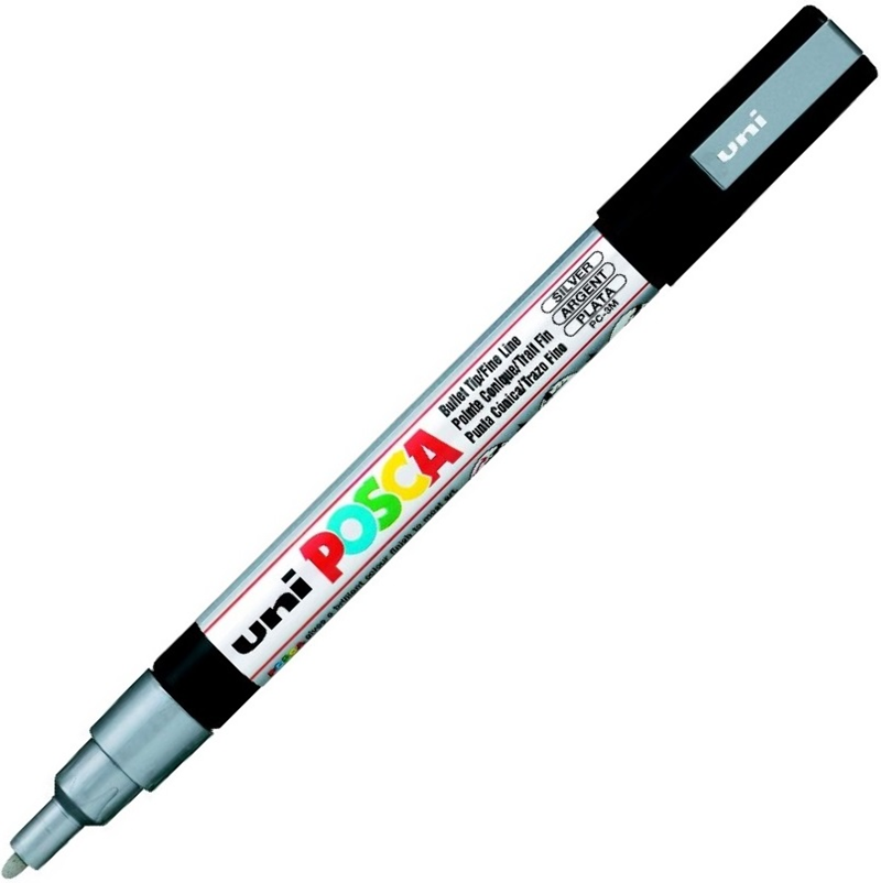 109600 Uni Poster Markörü Posca Pc-3m 0.9-1.3 Gümüş - Görsel 1